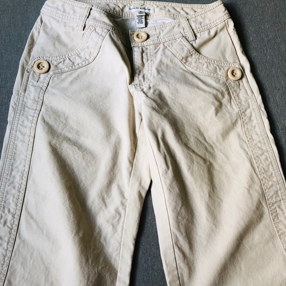 Banana Republic BEIGE Wide Leg Pants Bootcut Khaki Cotton Mid Rise Trousers Sz 0 - Picture 4 of 10